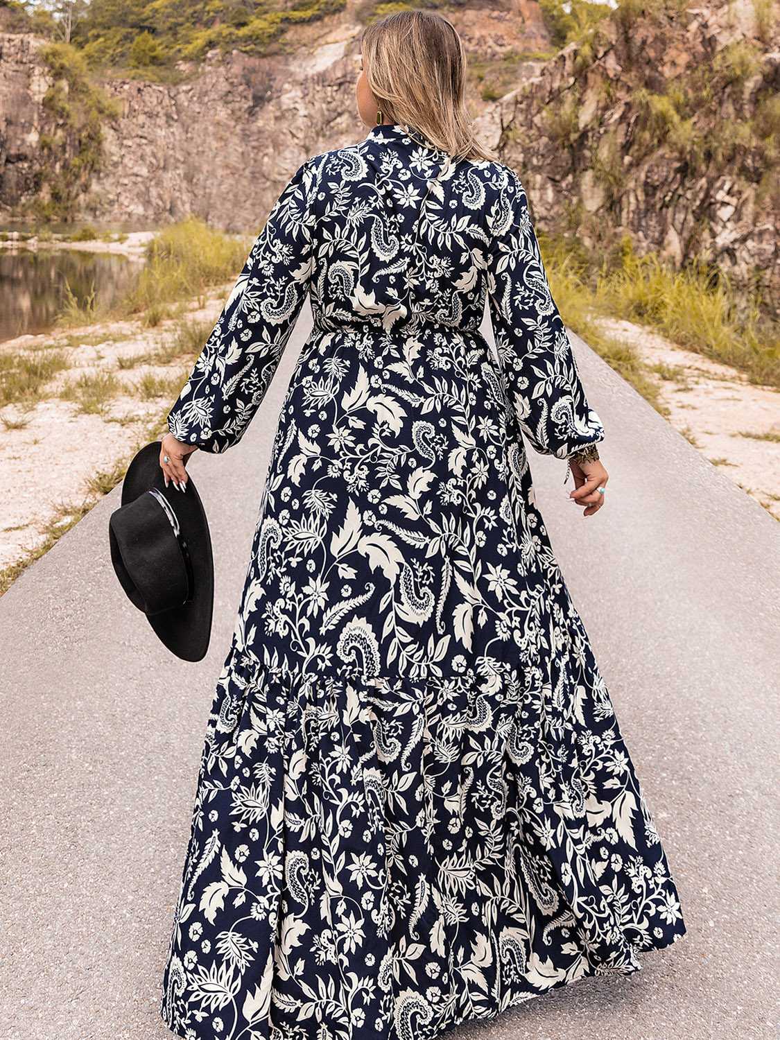 Plus Size Long Sleeve Maxi Dress - Glamourous Grace