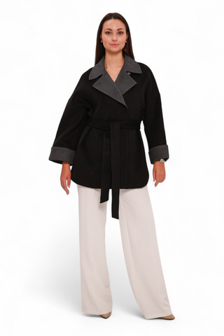 Sandro Cashmere Blend Overcoat in Black
