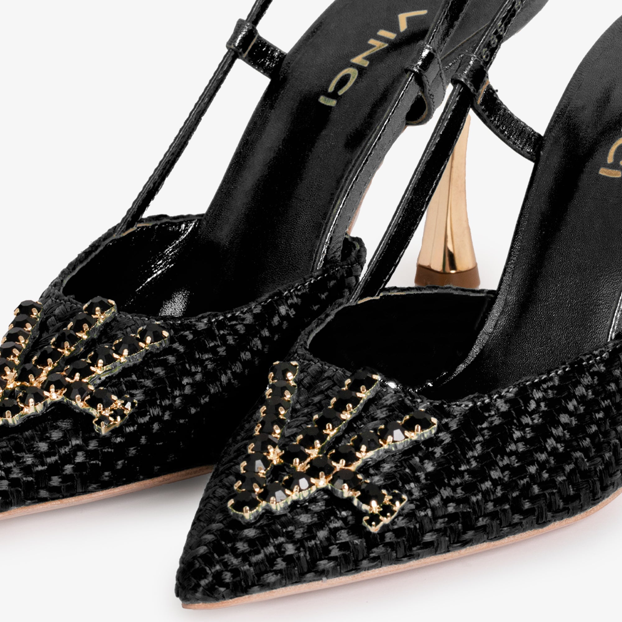 The Luna Black Leather Slingback Women Sandal - Glamourous Grace