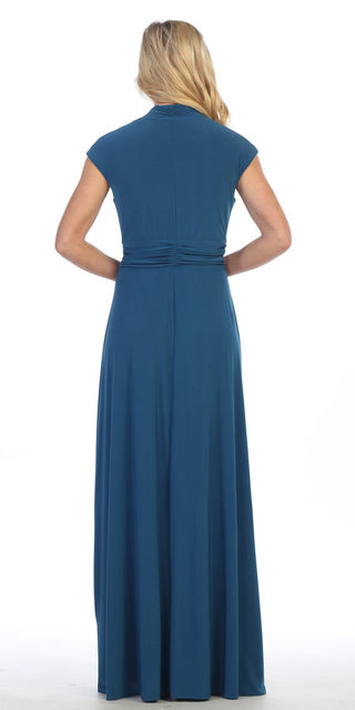 CLEARANCE - Celavie 2466L Red Cap Sleeve A-line Long Dress (Size 2XL)