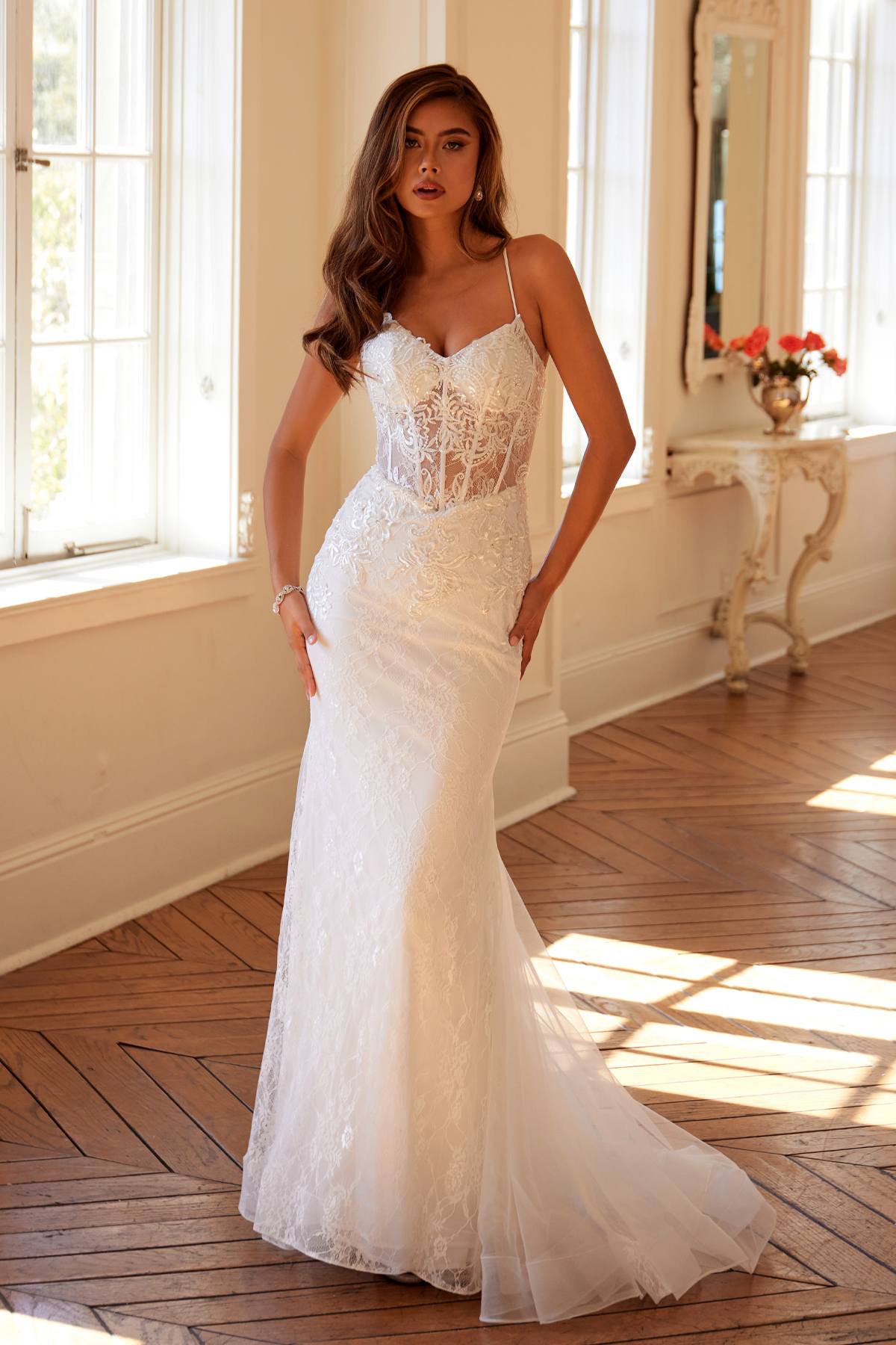 Juliet JT2481UW Embellished Lace Mermaid Bridal Dress - Glamourous Grace