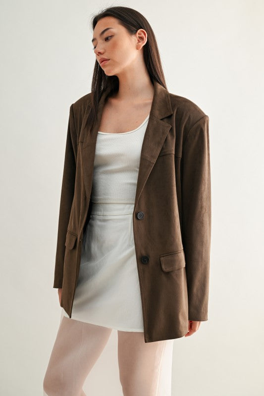 Sadie Brown Suede Blazer - Glamourous Grace