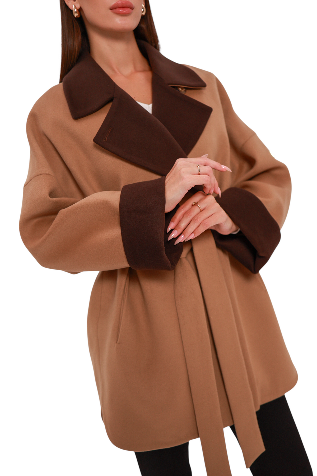 Sandro Cashmere Blend Overcoat in Camel