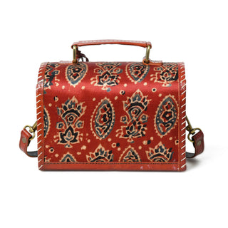 Maroon Mystique Ajrakh Satchel Purse - Glamourous Grace