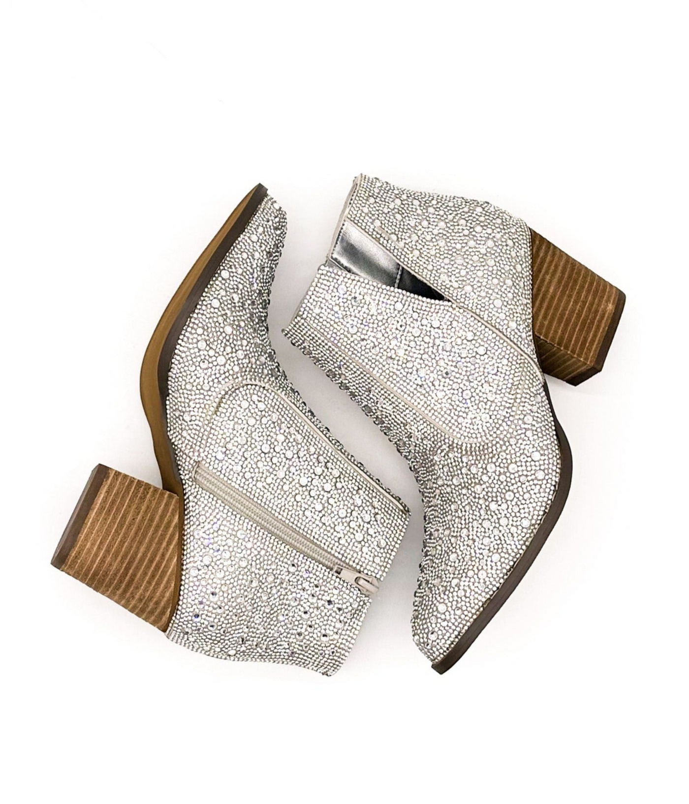 Shine Star Rhinestone Bootie in Silver - Glamourous Grace