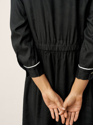 Linen-Lyocell Contrast Trim Gathered Maxi Dress NYX - Glamourous Grace