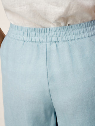 100% Linen Sculpted Pleat Elasticated Back Relaxed Pants VERIDIANA - Glamourous Grace