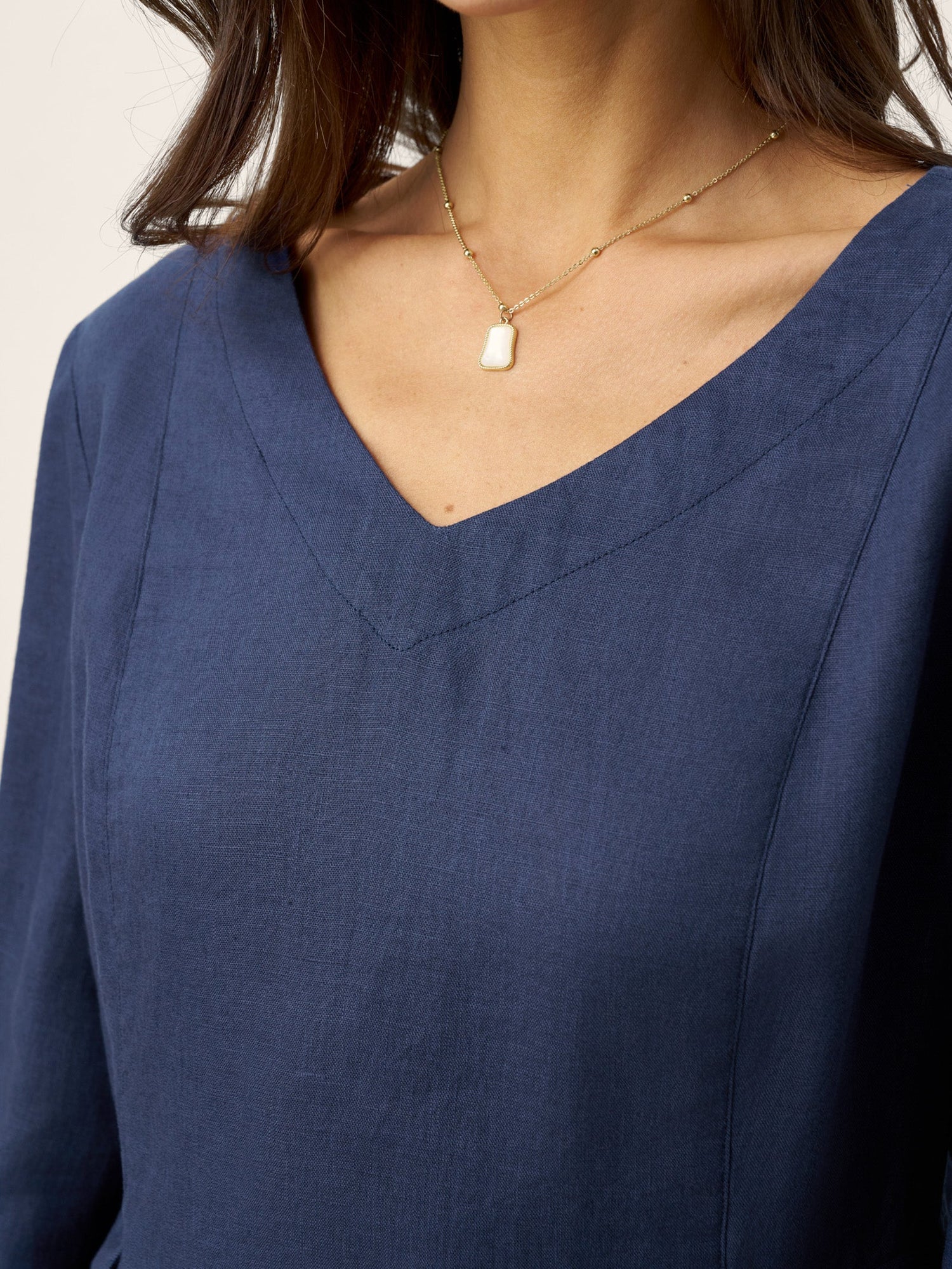100% Linen Gathered Waist Flap Detail Midi Dress DIANA - Glamourous Grace