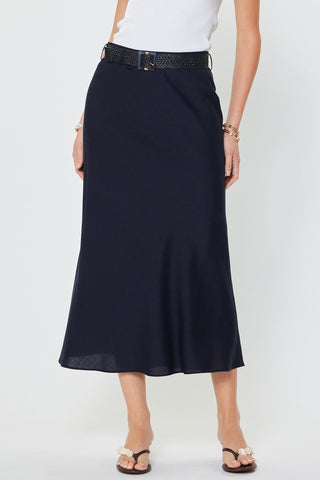 Crystal Linen Blend Maxi Skirt W/raffia Belt - Glamourous Grace