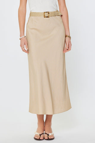 Crystal Linen Blend Maxi Skirt W/raffia Belt - Glamourous Grace
