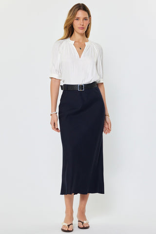 Crystal Linen Blend Maxi Skirt W/raffia Belt - Glamourous Grace