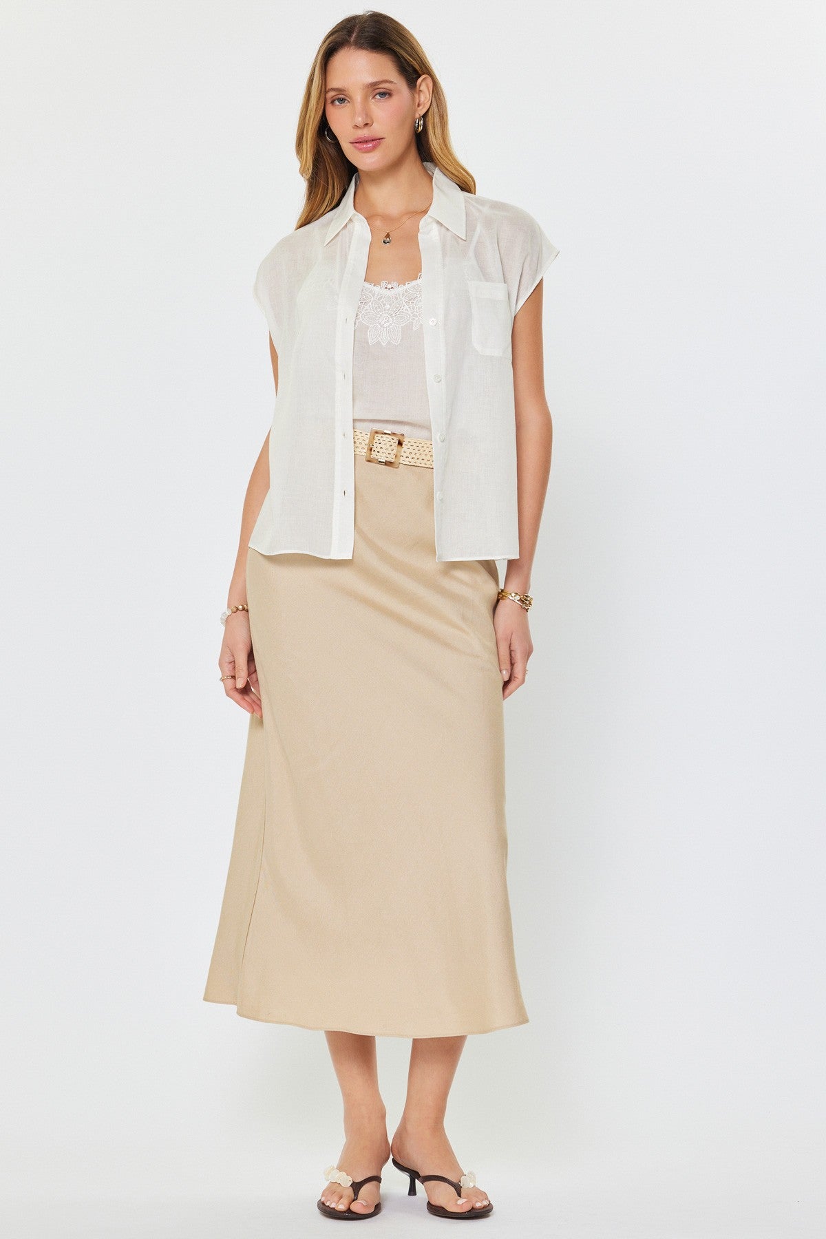 Yelena Short Sleeve And Lace Cami Top Set