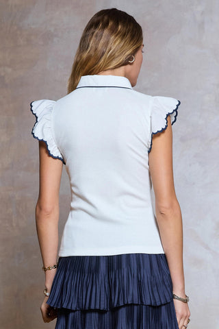 Becky White Flutter Sleeve Top - Glamourous Grace