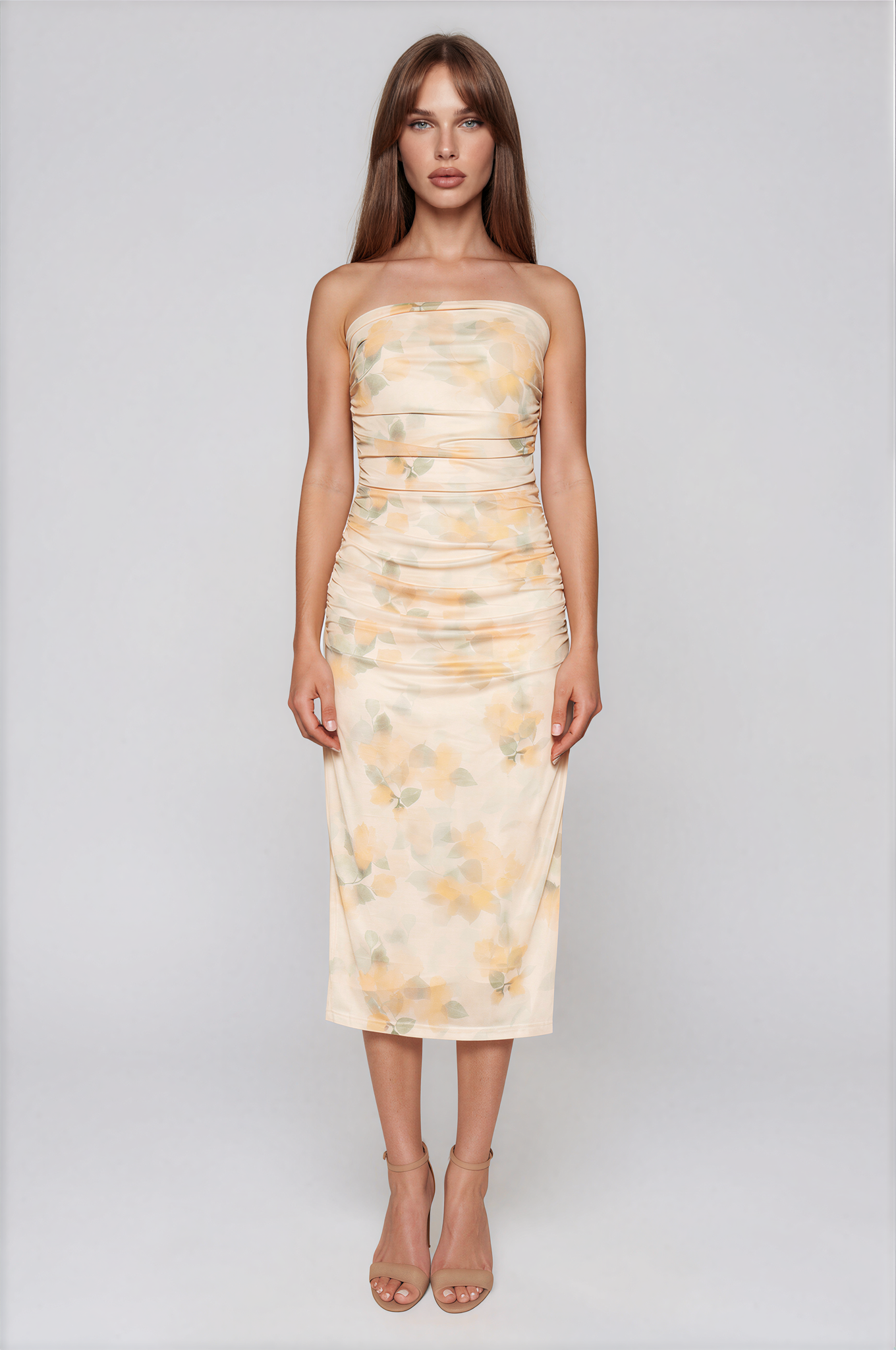 Toni Floral Strapless Midi Dress - Glamourous Grace