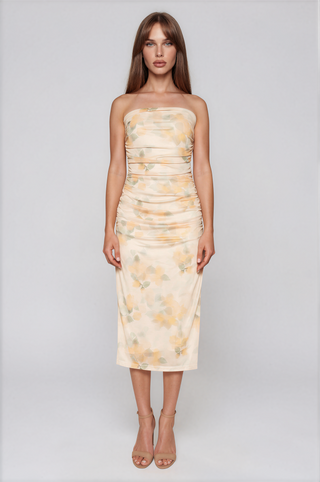 Toni Floral Strapless Midi Dress - Glamourous Grace