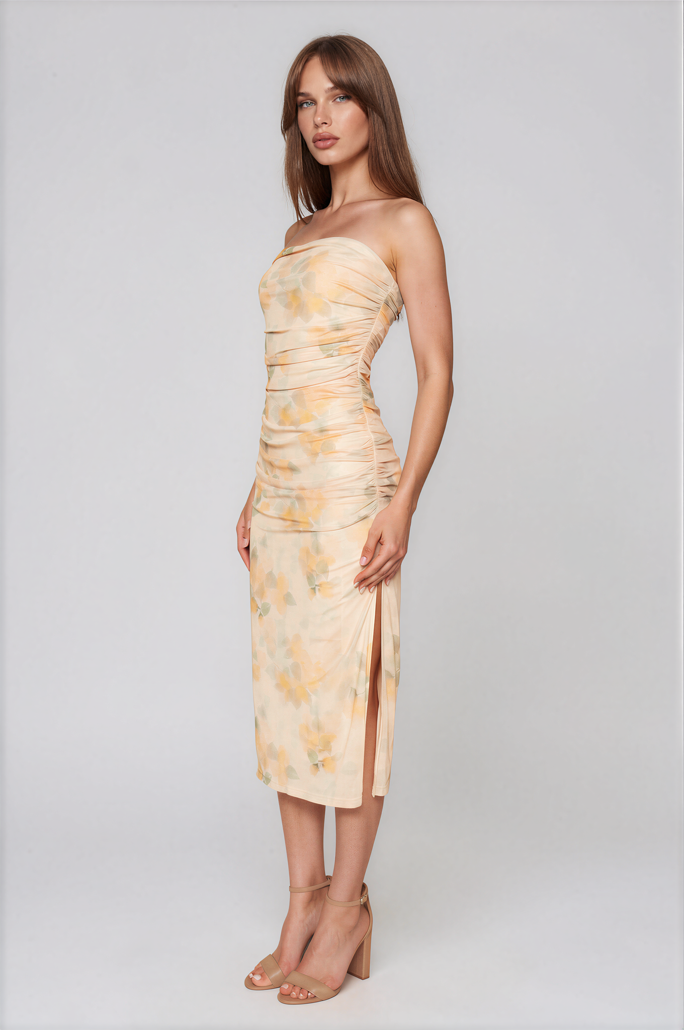Toni Floral Strapless Midi Dress - Glamourous Grace