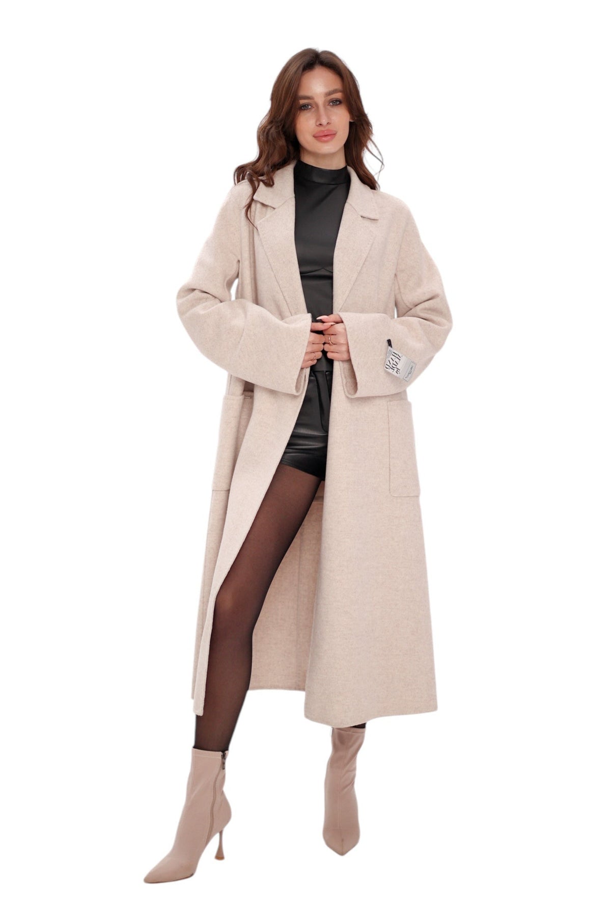 Mia Premium 85% Wool Cashmere Coat in Sea Salt