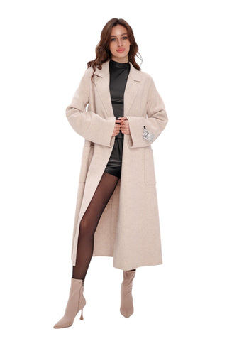 Mia Premium 85% Wool Cashmere Coat in Sea Salt