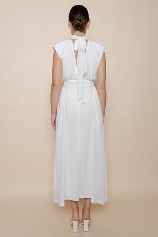Sasha White Mock Neck Midi Dress