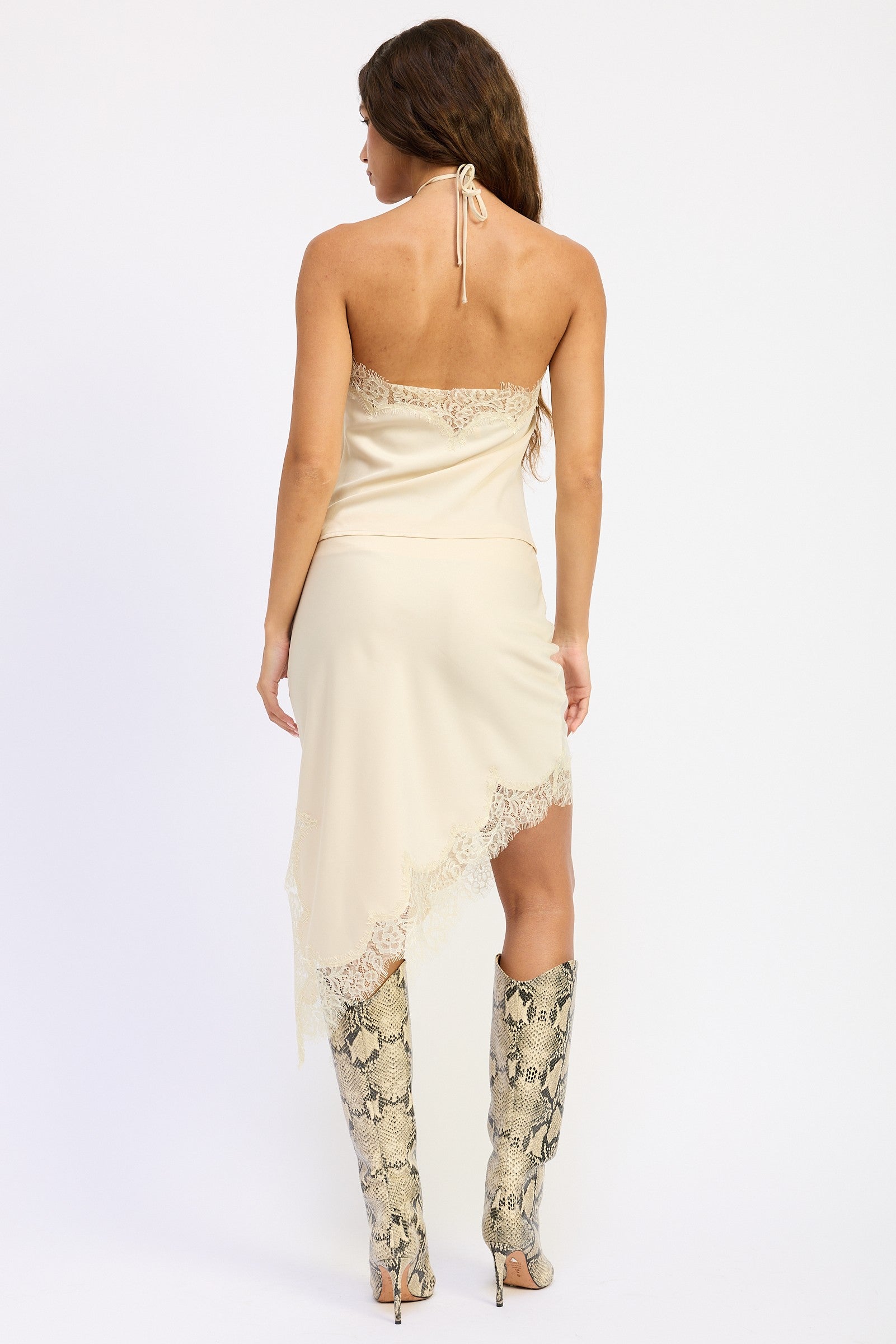 Hailey Satin Lace Halter Top