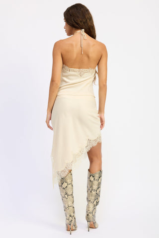 Hailey Satin Lace Halter Top