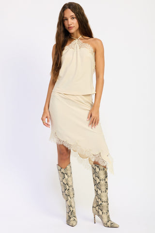 Hailey Satin Lace Halter Top