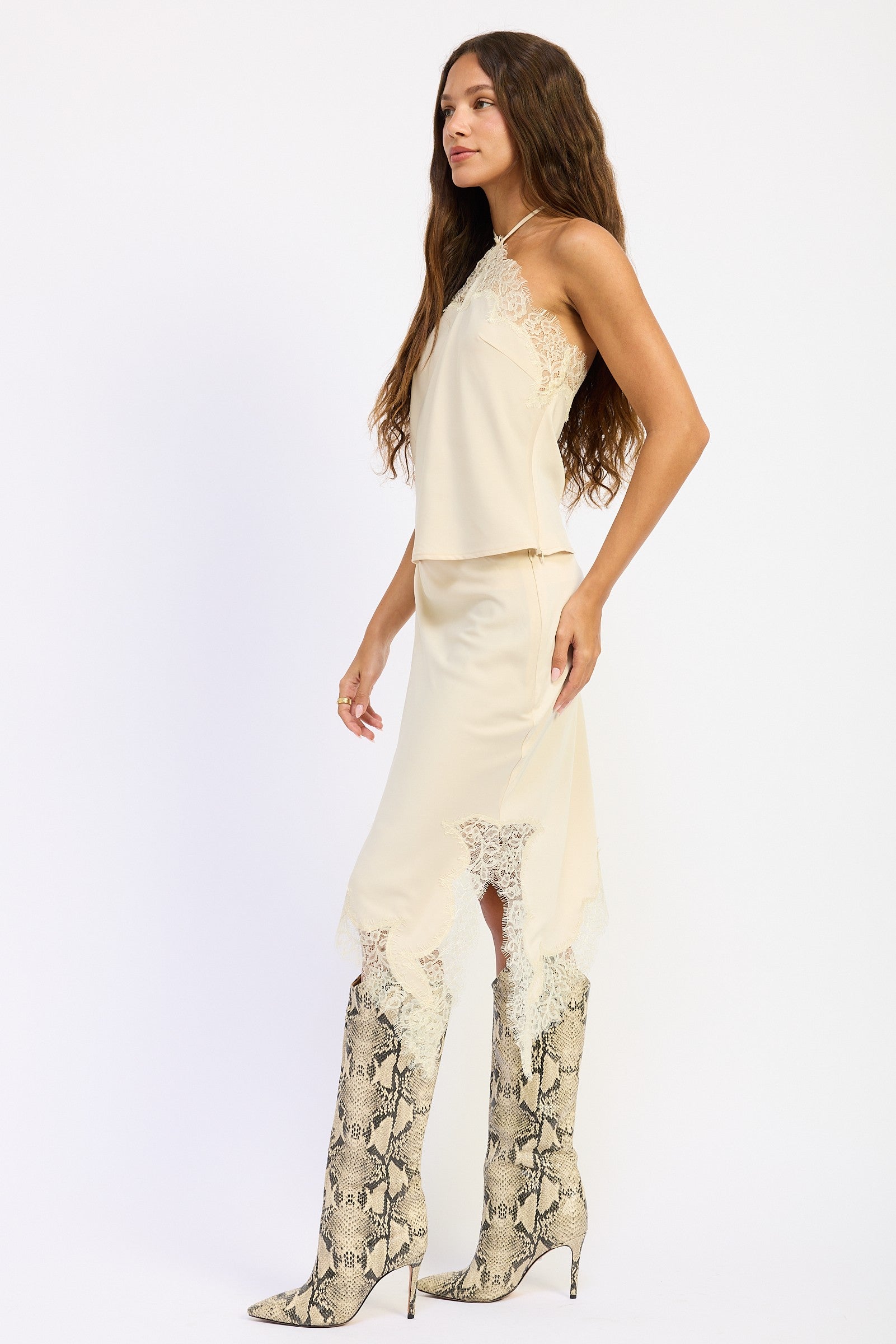 Hailey Satin Lace Halter Top