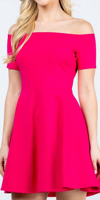 CLEARANCE - La Scala 25795 Off the Shoulder Short Sleeve Skater Dress (Size M)