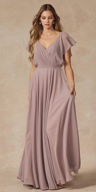 Juliet 261 Flutter Sleeve Formal Dress Cascade Back