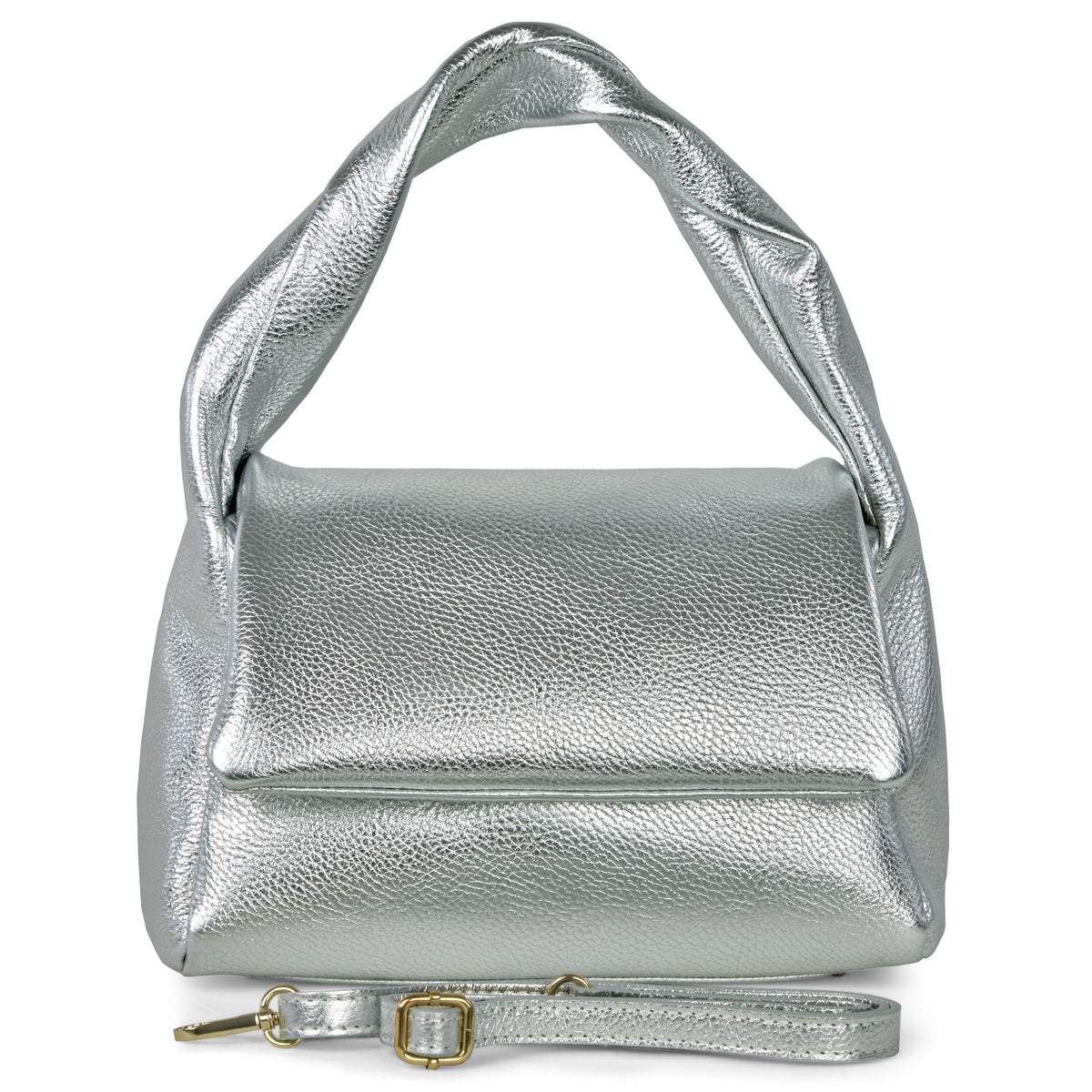 Italian Metallic Full-Grain Leather Top-Handle Bag | Trieste - Glamourous Grace