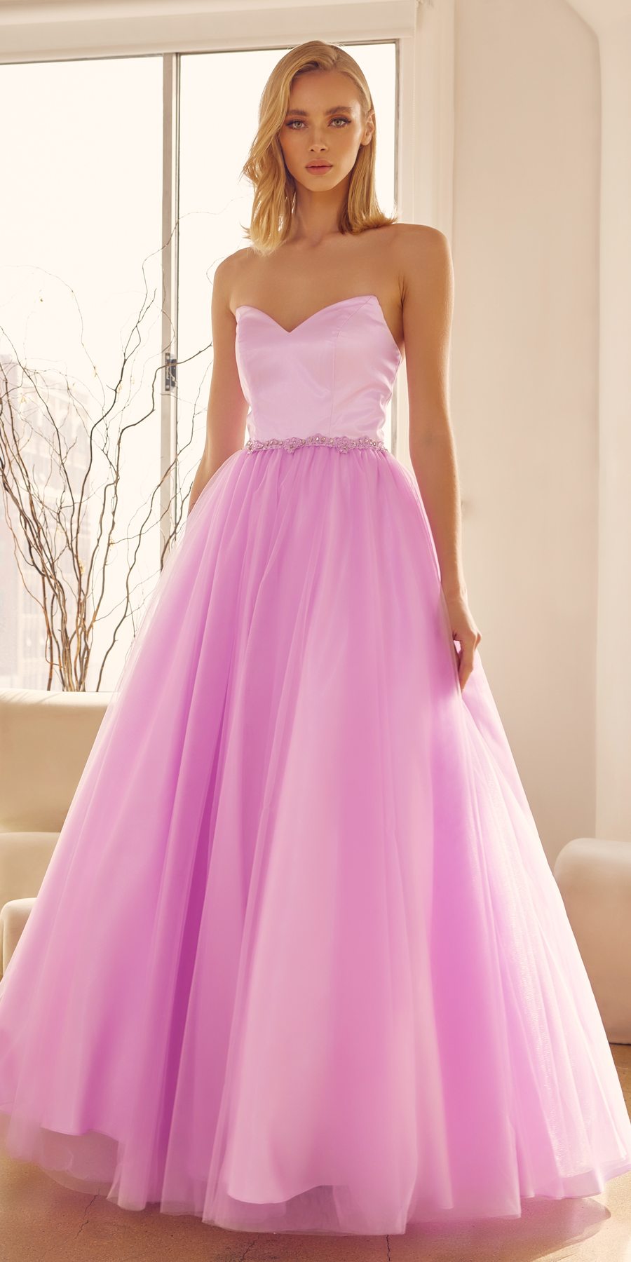 Juliet 265 Strapless A-Line Ball Gown Beaded Belt - Glamourous Grace