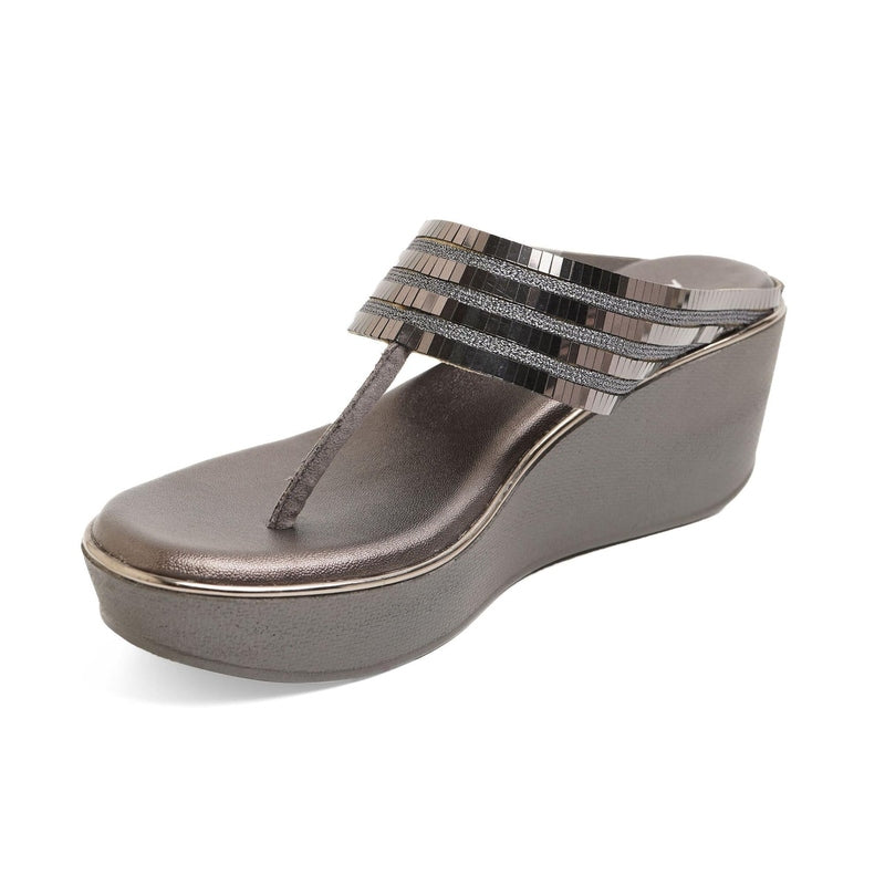 Shynara - Grey Thong Wedges - Glamourous Grace