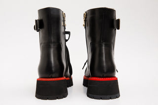 The Belgrano Black Leather Lace-Up Ankle Women Boot With a Side Zipper