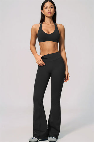 The Velvetine Halter Sports Bra Flared Leggings 2-Piece Set