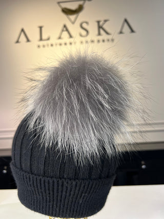 Two Fur Poms Hat Adult | Kids