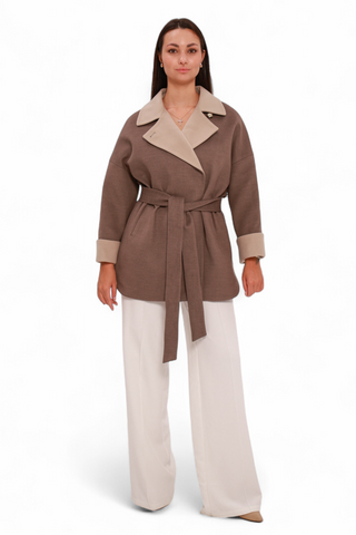 Sandro Cashmere Blend Overcoat in Latte