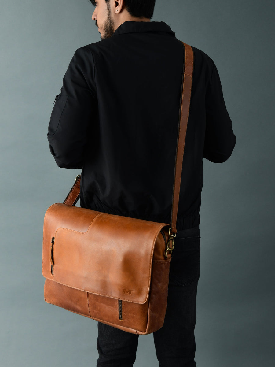 Wilson Tan Leather Crossbody Bag - Glamourous Grace