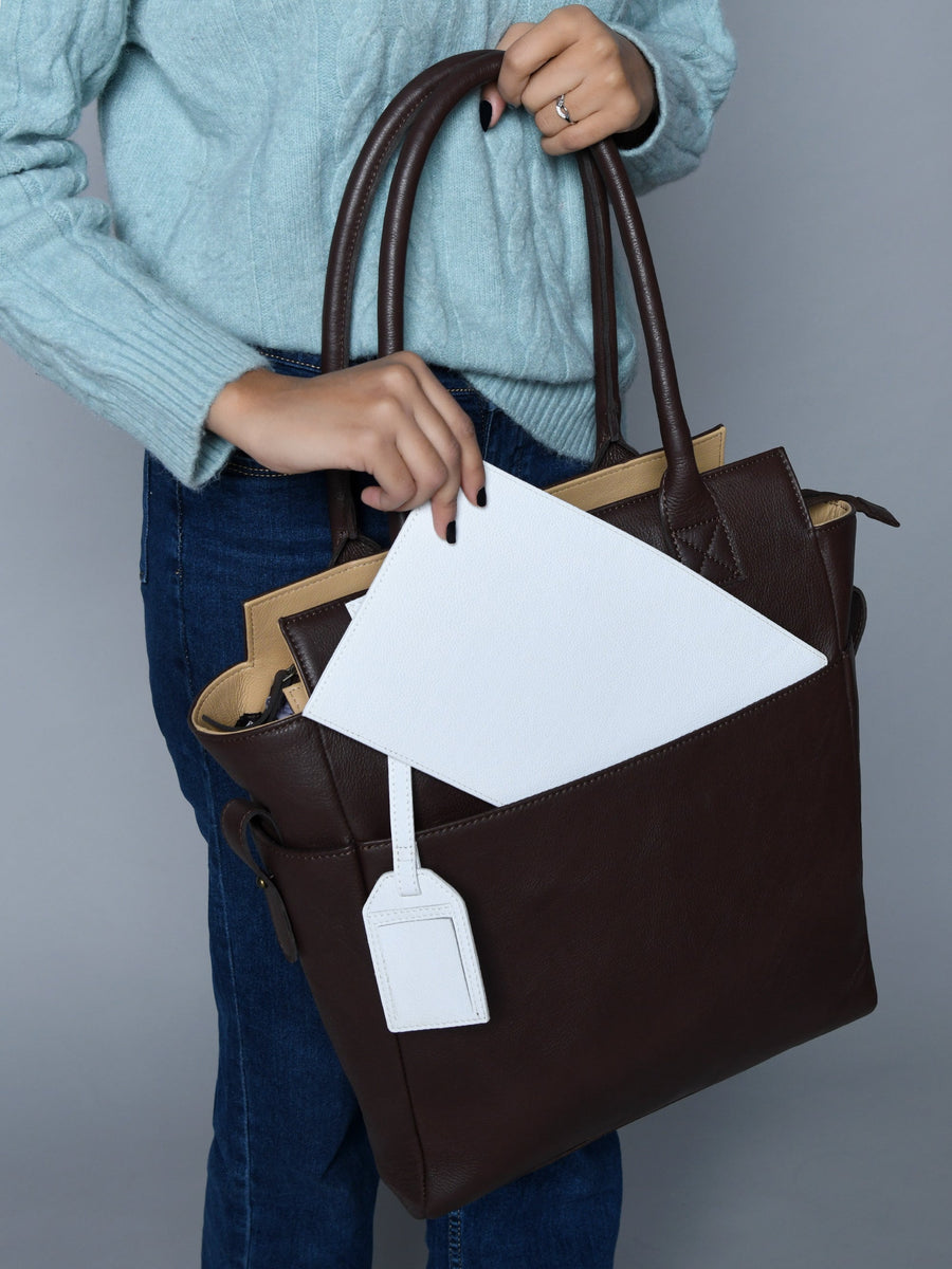 Chestnut Charm Brown Leather Tote - Glamourous Grace