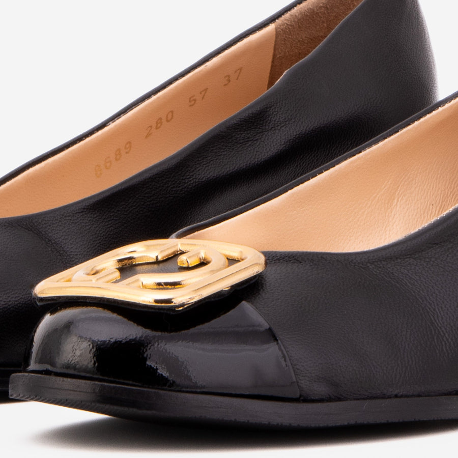 The Selene Black Leather Wedge Heel Women Shoe - Glamourous Grace