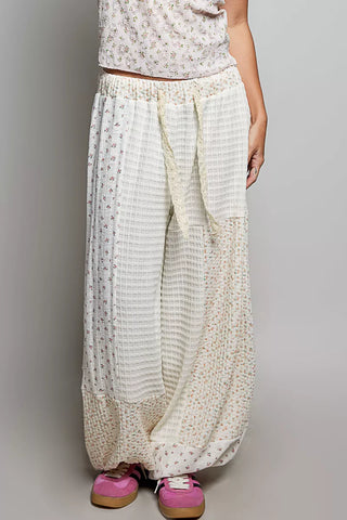 POL Patchwork Mixed Knit Wide Leg Pants - Glamourous Grace