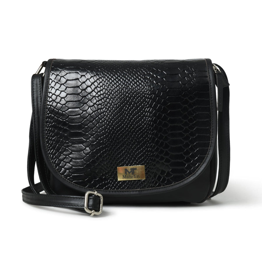 The Croco Satchel- Black - Glamourous Grace