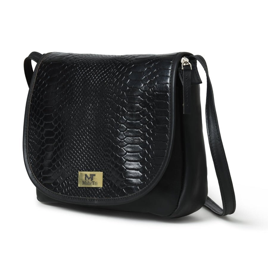 The Croco Satchel- Black - Glamourous Grace