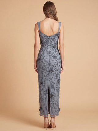 Lara Beaded Midi Dress with 3-D Florals | 28830