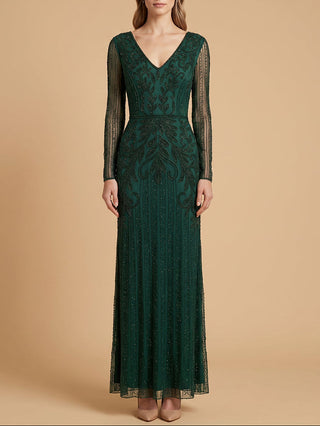 Long Sleeve Beaded Gown | 28841