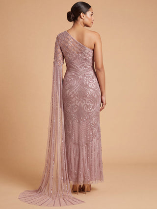 One Sleeve Beaded Gown | 28843