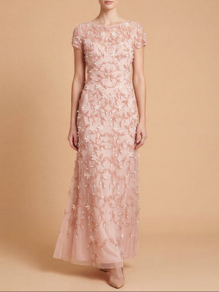 3D Floral Embellished Gown with Cap Sleeves | 28850
