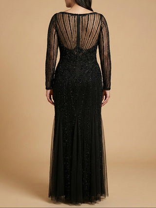 Lara High Neck Beaded Gown - Glamourous Grace