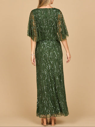 Beaded Gown with Half Cape - Glamourous Grace