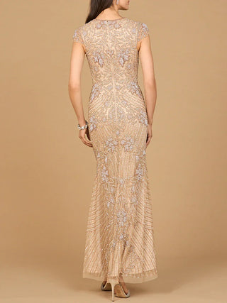 Beaded Cap Sleeve Gown | Lara 28863 - Glamourous Grace