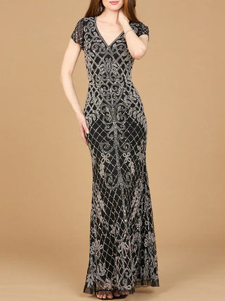 Cap Sleeve Mermaid Beaded Gown - Glamourous Grace